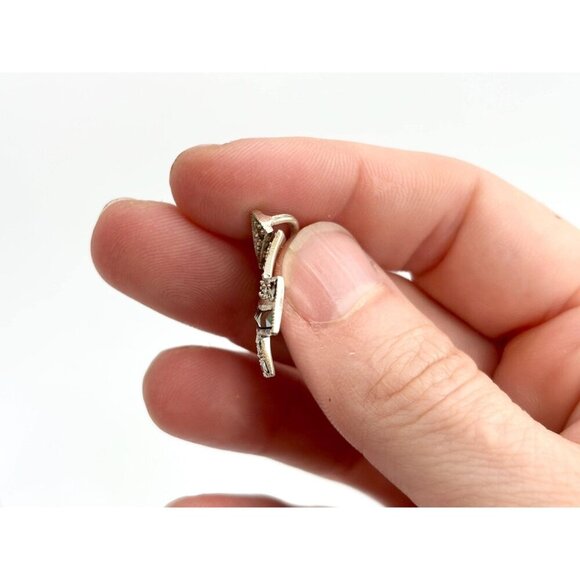 Cross Shaped Marcasite Accented Sterling Silver 925 Vintage Pendant - Picture 7 of 10